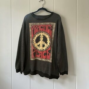 Natural Life Cozy Sweatshirt. Practice Peace. Dark Gray. Sz: XXL